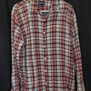 GAP Men's Plaid Button-Down Shirt - Red, White, Black